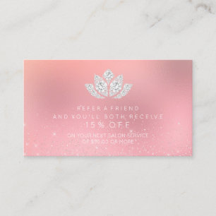 Salon Referral Card White Diamond Lotus Pink Rose