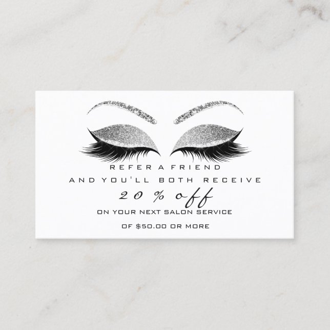Salon Referral Card White Makeup Lashes Extension (Front)