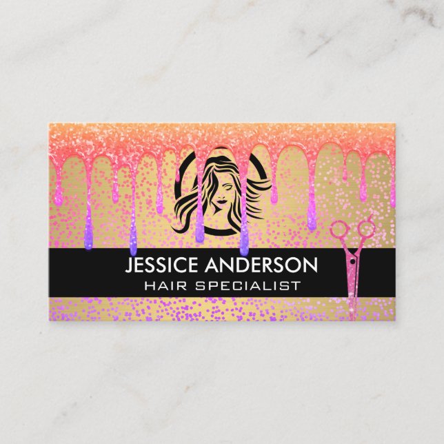 Salon Scissors | Beauty | Hair Colour Product Business Card (Front)