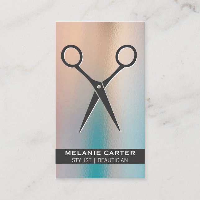 Salon Scissors| Glass Background Business Card (Front)