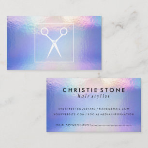 Salon Scissors   Holographic Iridescent  Appointment Card