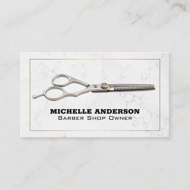 Salon Scissors | Marble Business Card (Front)