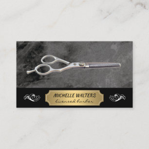 Salon Scissors   Marble   Gold Metallic Business Card
