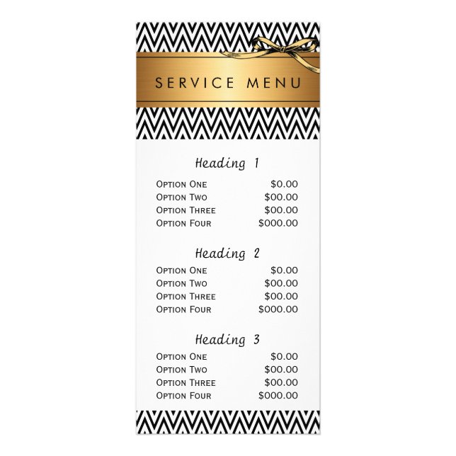salon service menu black stripes modern chic (Front)