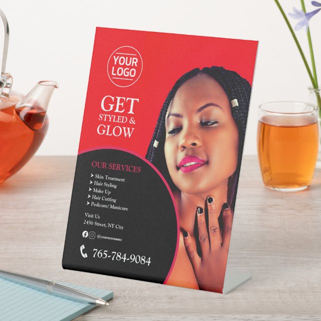 Salon Services Custom Pedestal Sign (In SItu)