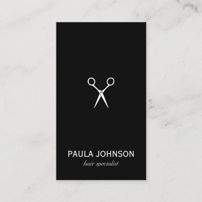 Salon Shears Black White Business Card (Front)