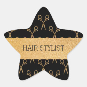 Salon Shears Glitter Hair Stylist Star Sticker