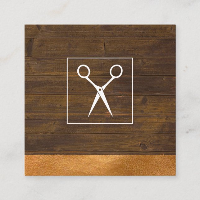 Salon Shears Rustic Wood Appointment Card (Front)