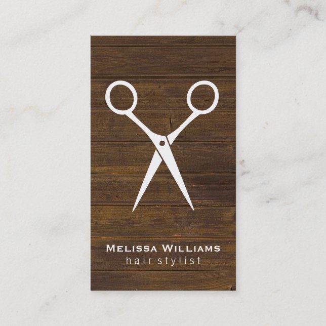 Salon Shears | Wood Business Card (Front)