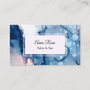 ~ Salon & Spa Abstract Blue Artistic Girly Chic Business Card