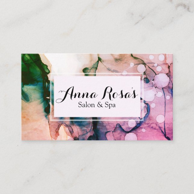 *~* Salon & Spa Abstract Fuschia Artistic Chic Business Card (Front)