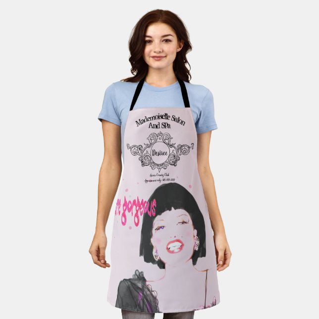 Salon Spa Apron Text Glamourous Face Sparkles (Worn)