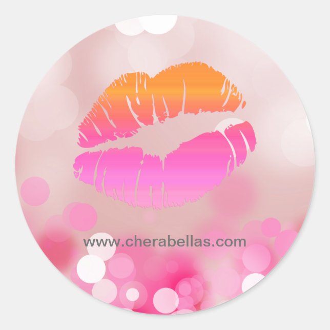 Salon spa beauty sticker pink lips and lights (Front)