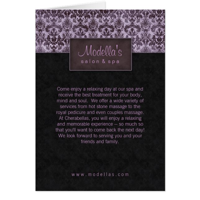 Salon Spa Brochure Purple Damask (Front)