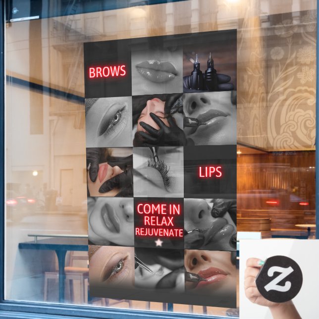 Salon Spa Brows Lips Come In Relax Rejuvenate  Window Cling (Cafe Window)