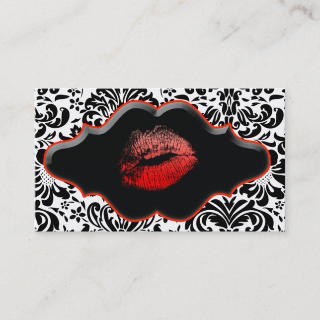 Salon Spa Business Card Red Lips (Front)