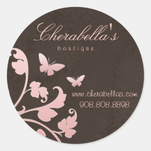 Salon spa butterfly sticker suede pink brown