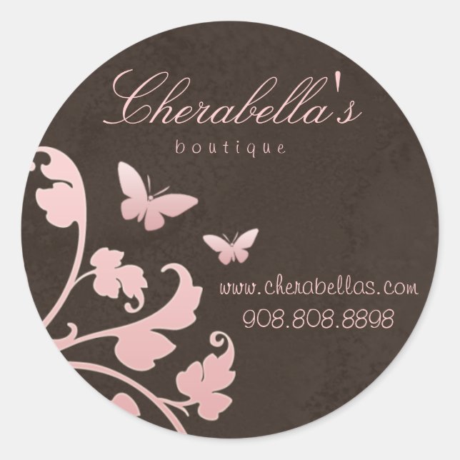 Salon spa butterfly sticker suede pink brown (Front)