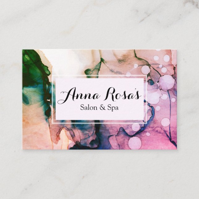 *~* Salon & Spa  Chic Abstract Fuschia Artistic Business Card (Front)