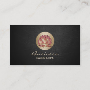 Salon & Spa Elegant Gold Lotus Flower Logo Modern Business Card