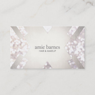 Salon & Spa Festive White Bokeh Silver Geometric Business Card