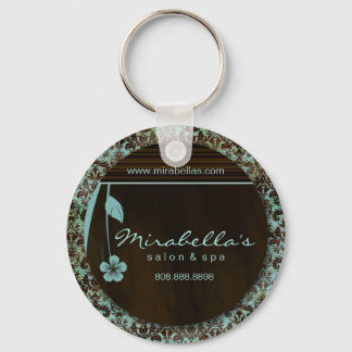 Salon Spa Floral Key Chain Gift damask blue