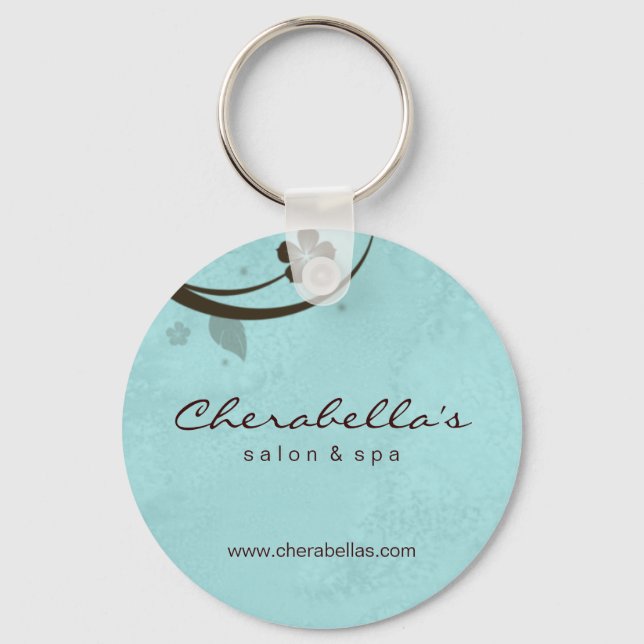 Salon Spa Floral Key Chain Gift watery blue (Front)