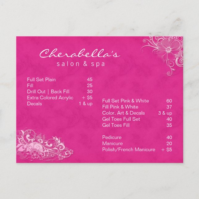 Salon Spa Floral Postcard Brochure Pink (Front)