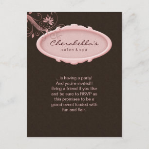 Salon Spa Floral Postcard Invitation Pink Brown 2