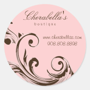 Salon spa floral sticker swirl pink brown