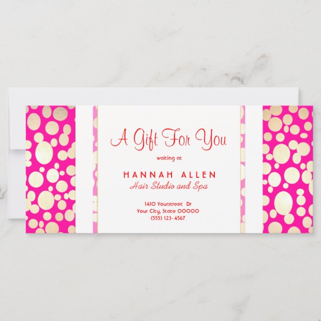 Salon & Spa Gold Circles Holiday Gift Certificate (Front)