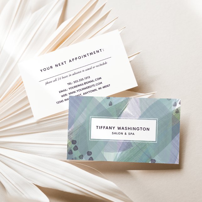 Salon Spa Modern Blue Purple Abstract Appointment Card (Creator Uploaded)