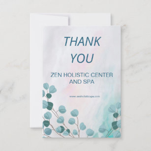 Salon Spa Reopening COVID Safety Teal Eucalyptus  Thank You Card