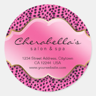 Salon Spa Sticker Pink Black White Leopard
