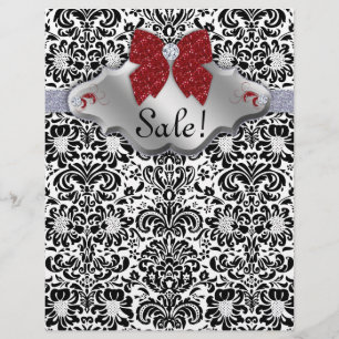 SALON Spa Xmas Flyer Floral Damask Red