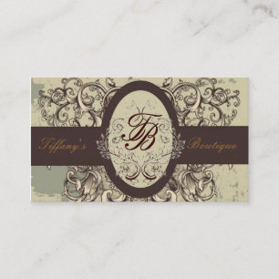 salon stylist Cosmetologist victorian monogram Business Card