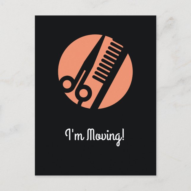 Salon stylist moving change of address announcement postcard (Front)