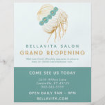Salon Teal Gold Floral Updo Logo Covid Reopening Flyer<br><div class="desc">Salon Teal Gold Floral Updo Logo Covid Reopening Flyer. "With new Covid 19 safety measures in place to keep our clients and employees safe." Personalise this custom design with your own text,  logo,  and business details.</div>