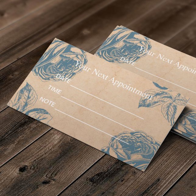 Salon Vintage Blue Rose Floral Appointment Card (Creator Uploaded)