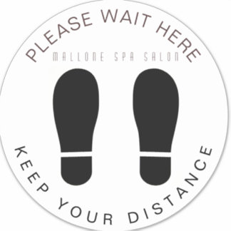 Salon Wait Here Keep your Distance Floor Sticker