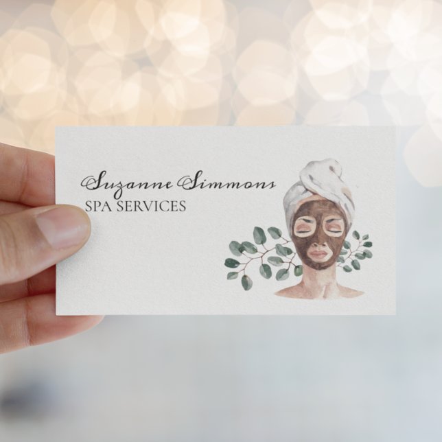 Salon  Watercolor  Spa Services Facials  Business Card (Creator Uploaded)