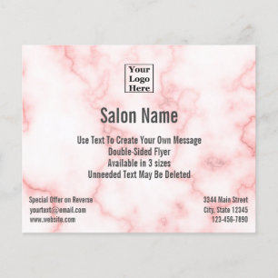Salon Your Logo Here on Elegant Faux Pink Marble Flyer