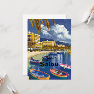 Salou Spain Travel Postcard Art, Spain Travel Post