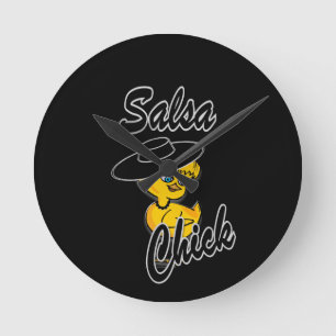 Salsa Chick #4 Round Clock
