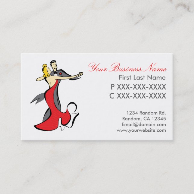 Salsa dance couple business cards (Front)