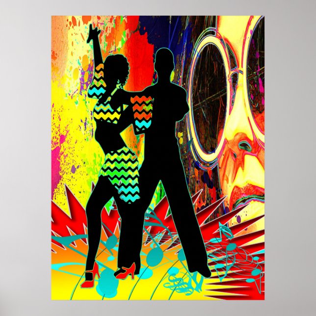 Salsa Dance Couple Neon Colors Poster (Front)