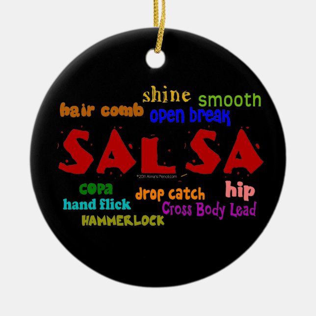 Salsa Dance Ornament Word Cloud Gift for Dancers (Front)
