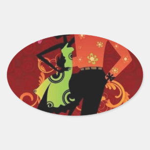 Salsa dance oval sticker