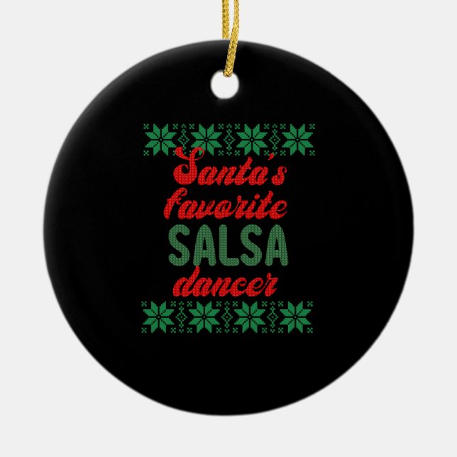 Salsa Dancer Ugly Christmas Christmas Gift Ceramic Tree Decoration (Front)