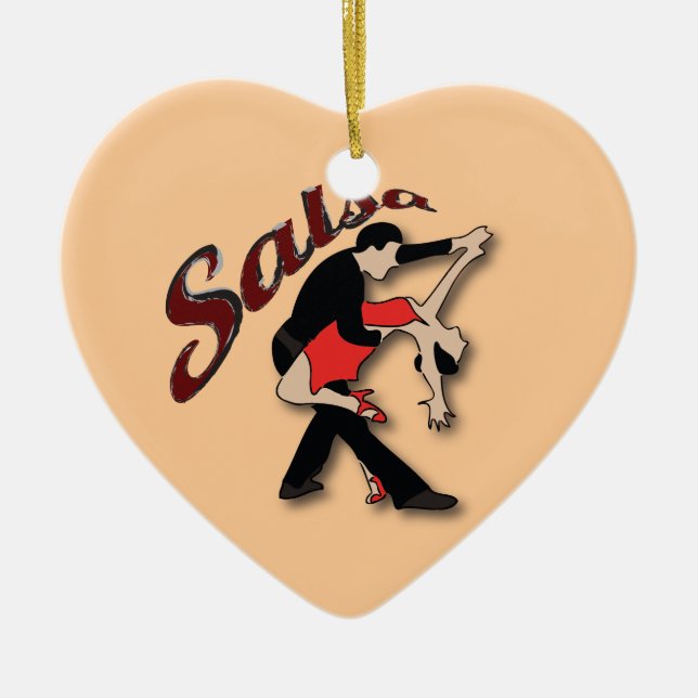 Salsa Dancers Ceramic Tree Decoration (Front)